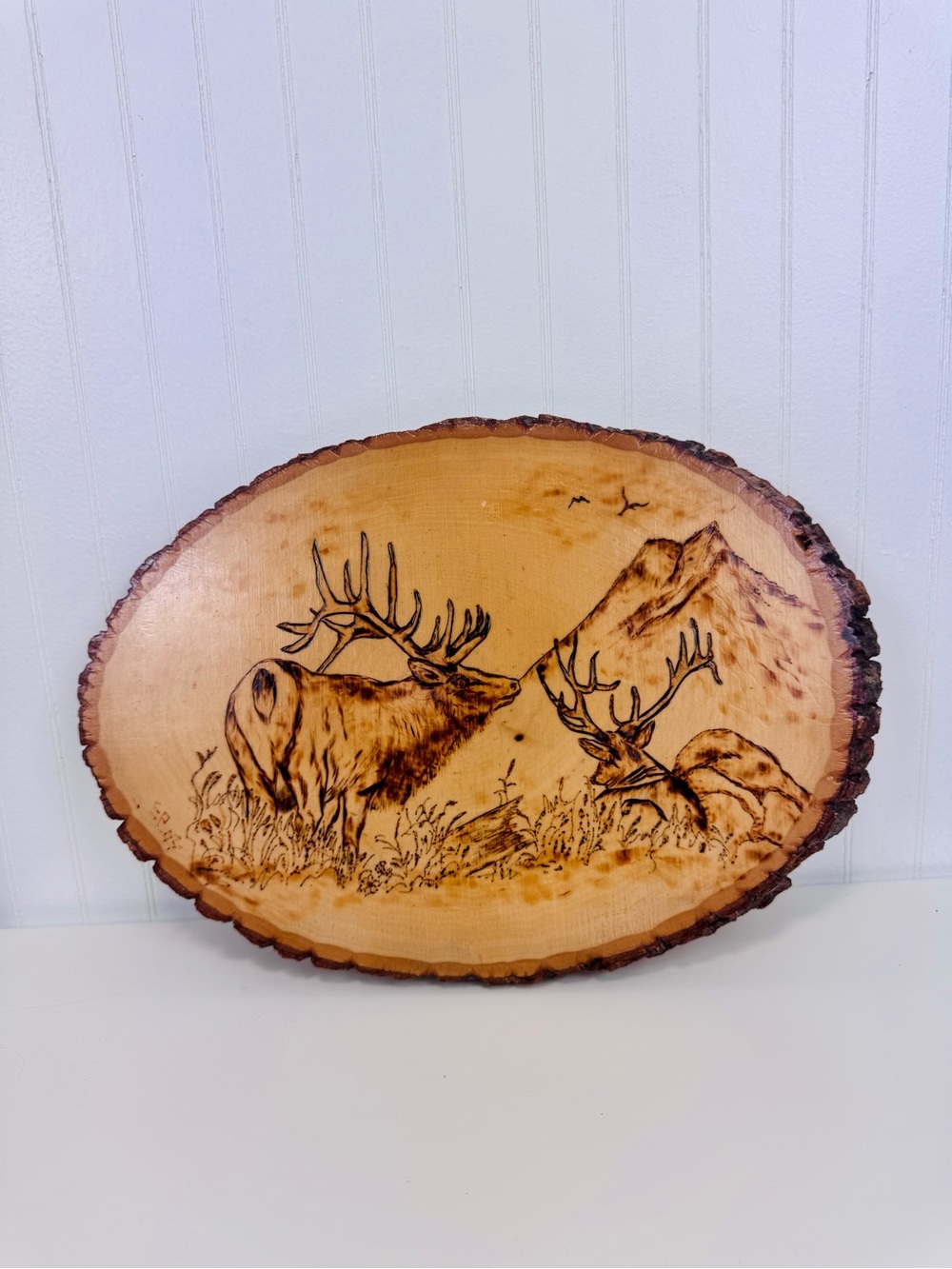 Beautiful Handmade Elk Wood Plaque Sign